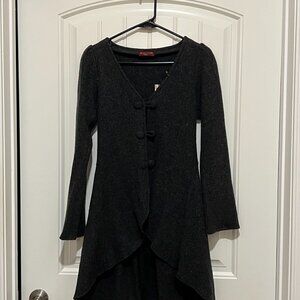 Handmade Charcoal Gray Wool Cardigan-Jacket, NWT Sz S